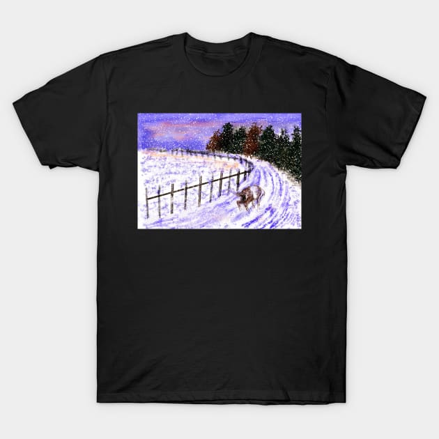 WALKING THE DOG IN NORMANS FIELD T-Shirt by MarniD9